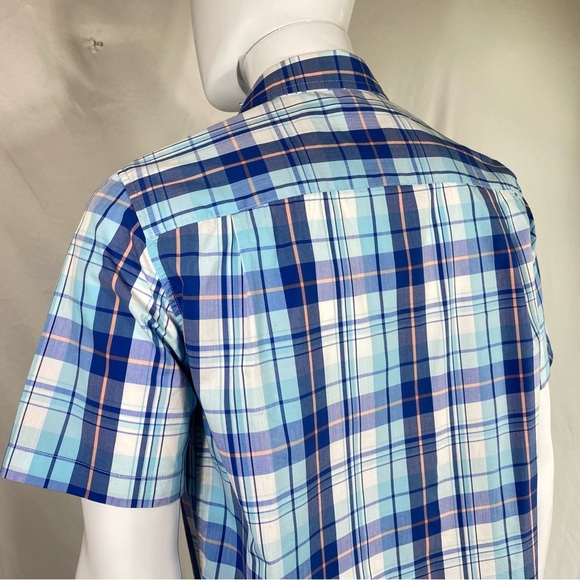 George Men’s Light Blue Plaid Short Sleeve Button Down - Picture 4 of 7
